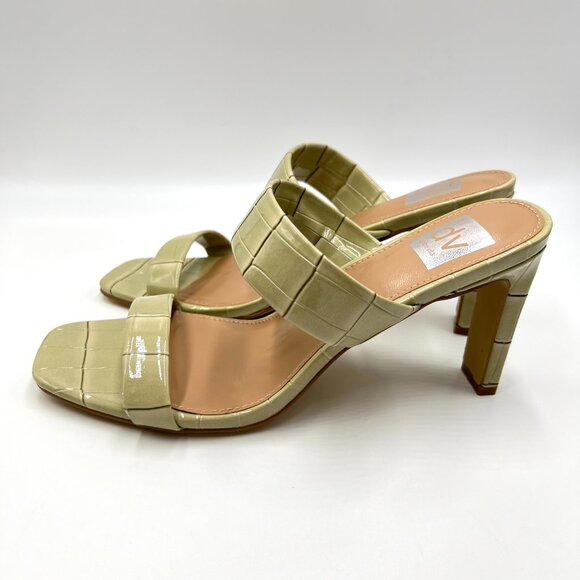 DV Dolce Vita Size 9 Selsta Sage Green Croc Heeled Mules Heels‎ Sandals Shoes - Picture 5 of 13